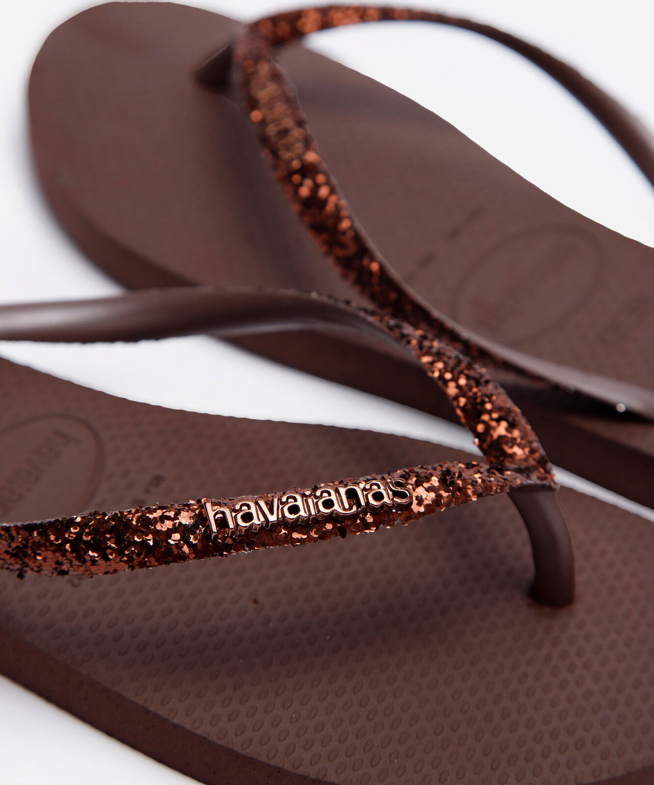 chinelo slim feminino com glitter havainas marrom
