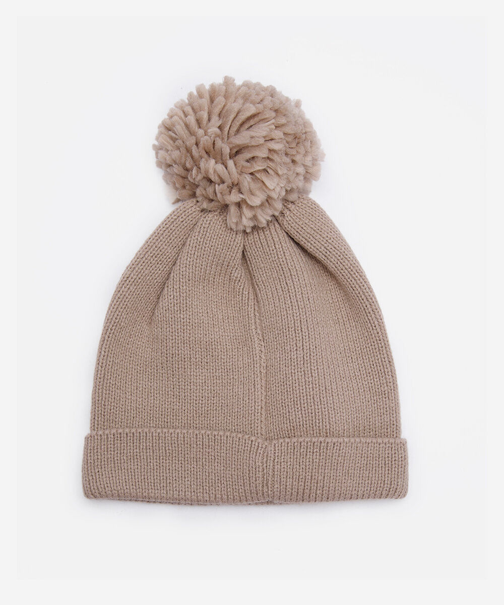 gorro infantil de tricot dinossauro bege