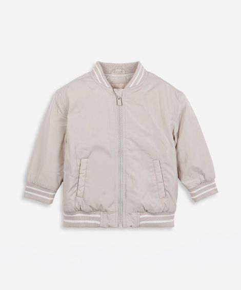 jaqueta bomber infantil manga longa bege