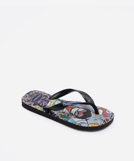 chinelo infantil havaianas estampado preto