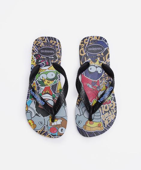 chinelo infantil havaianas estampado preto