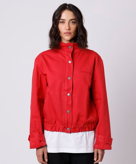 jaqueta feminina de sarja mindset vermelha