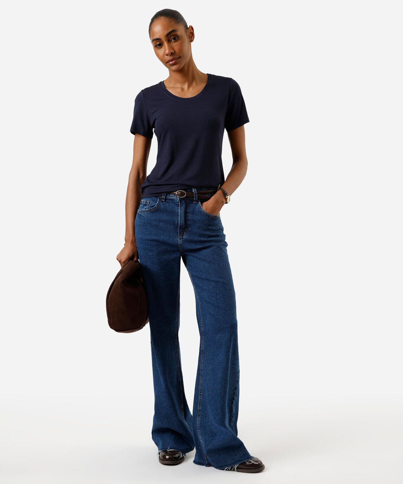 camiseta feminina lisa azul