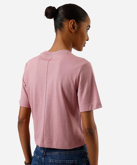 camiseta básica feminina de algodão peruano bege