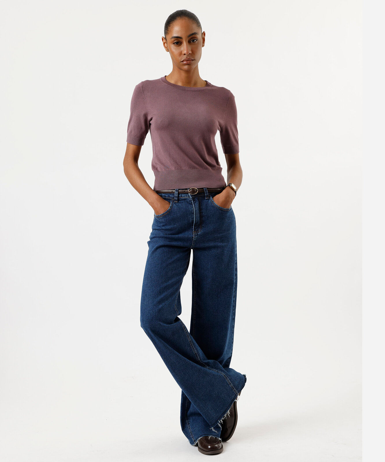 blusa cropped feminina de tricot manga curta rosa