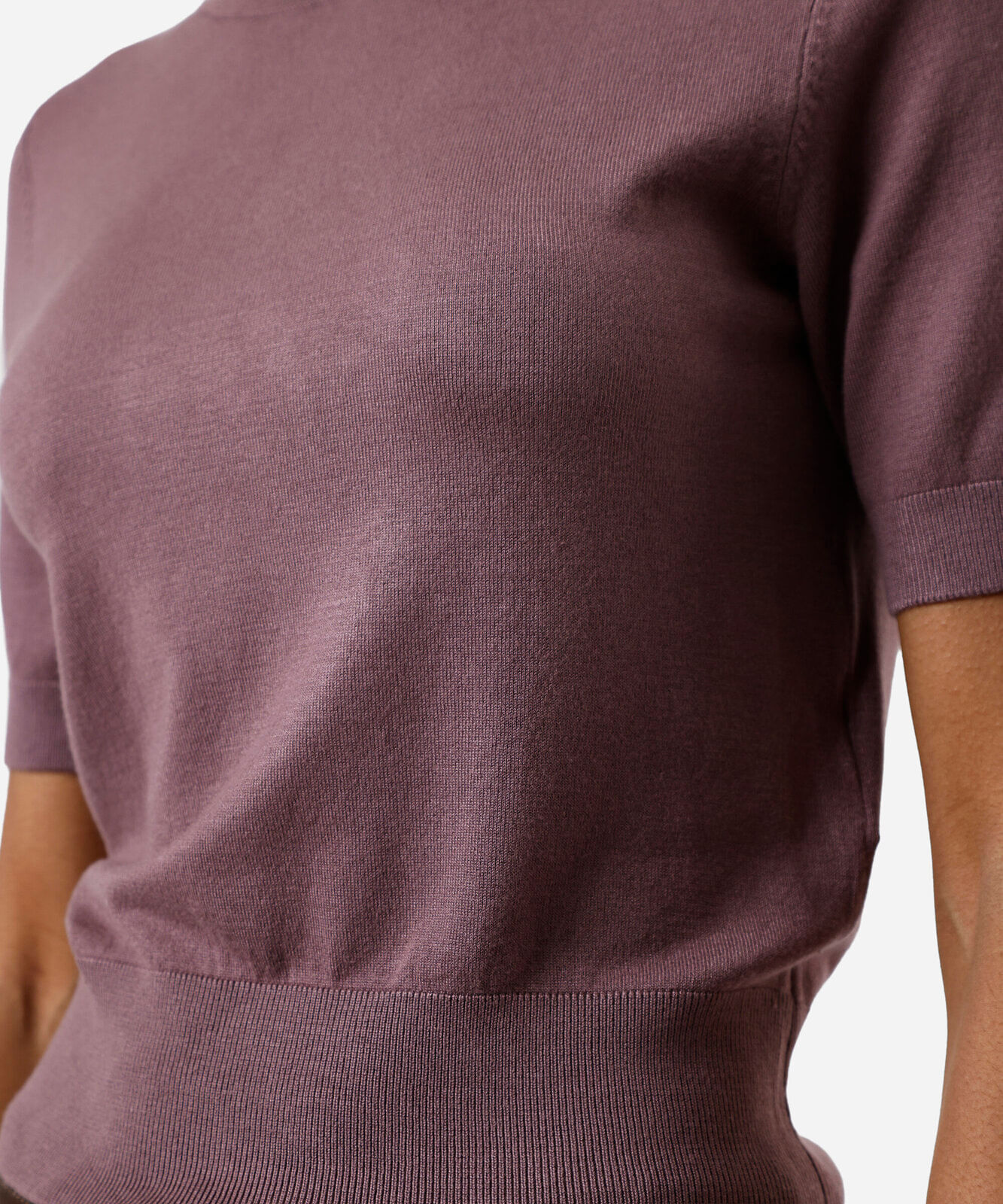blusa cropped feminina de tricot manga curta rosa