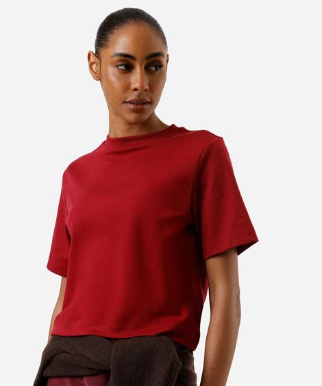 camiseta básica feminina de algodão peruano vermelha