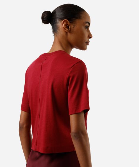 camiseta básica feminina de algodão peruano vermelha