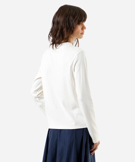 blusa feminina algodão peruano manga longa lisa off white