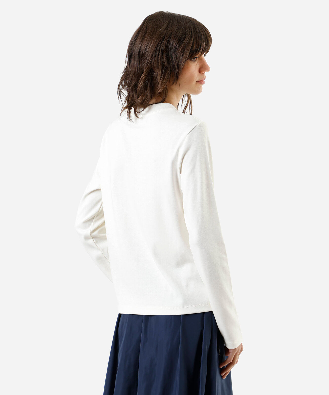 blusa feminina algodão peruano manga longa lisa off white
