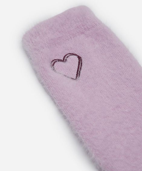 meia feminina cano alto estampada lilás