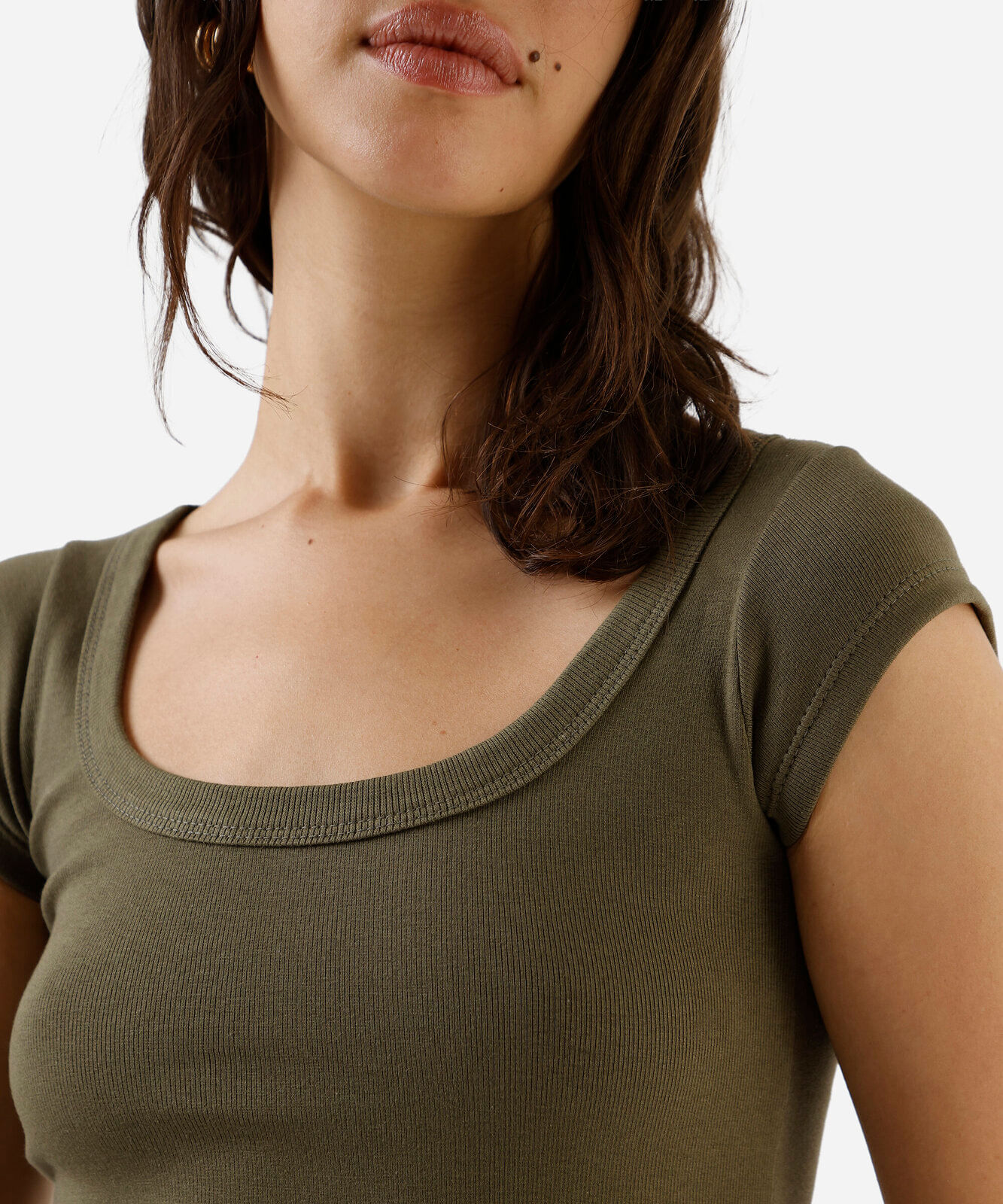 blusa baby look feminina de algodão canelada básica verde