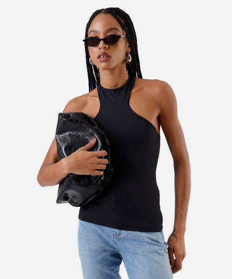 bolsa clutch croco com alça removível preta