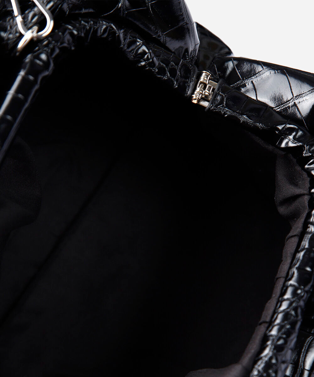 bolsa clutch croco com alça removível preta