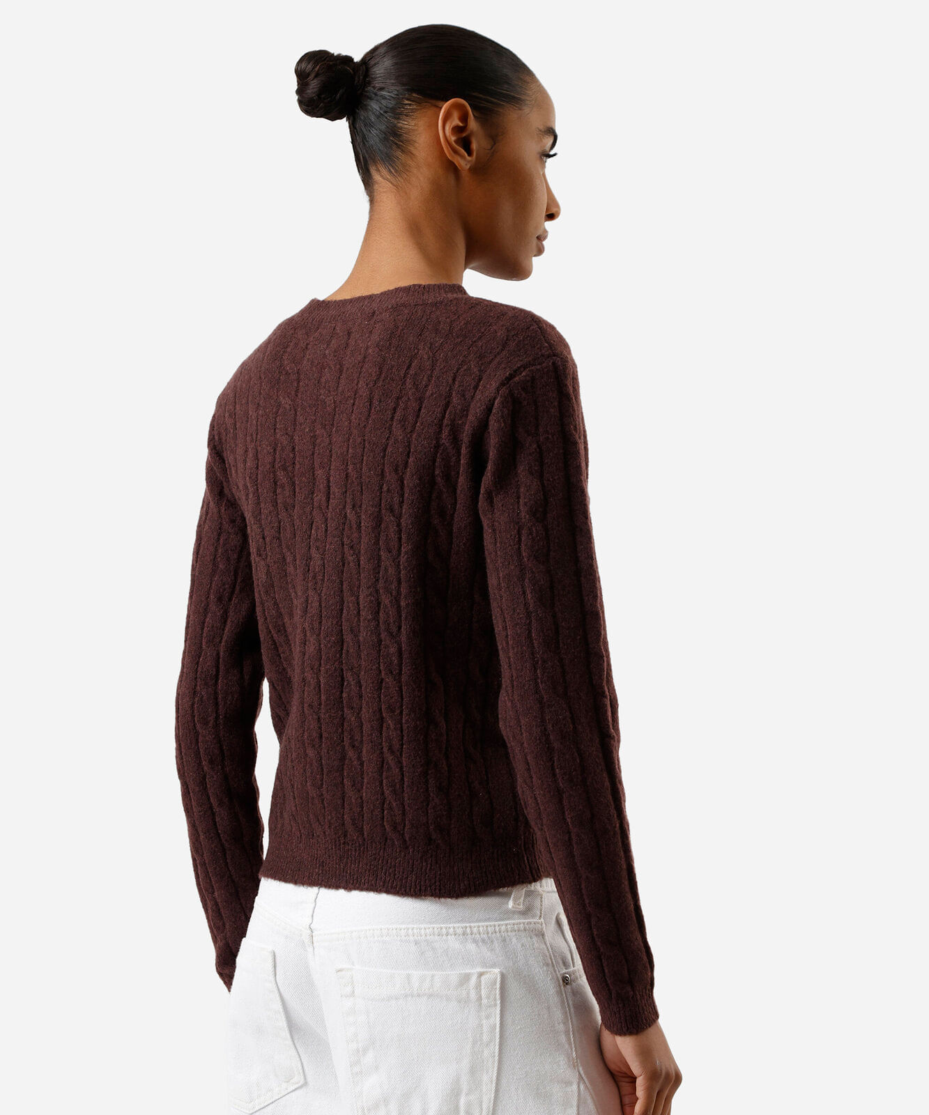 cardigan feminino de tricot texturizado vinho