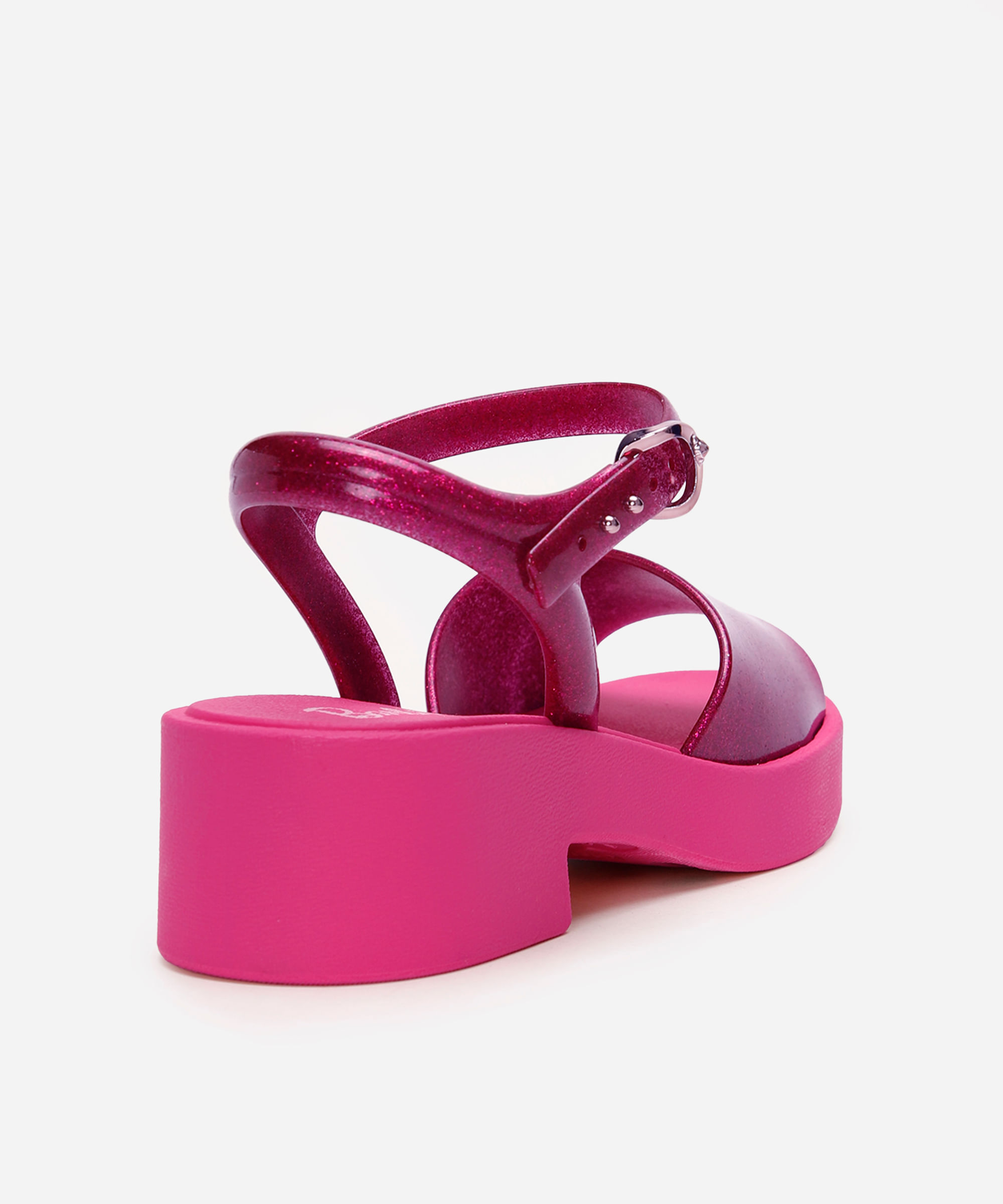 sandália infantil barbie com salto rosa