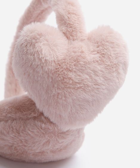 protetor de orelha infantil de coração rosa