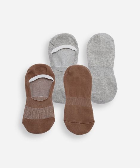 kit de 2 pares de meias femininas cano invisível colorido