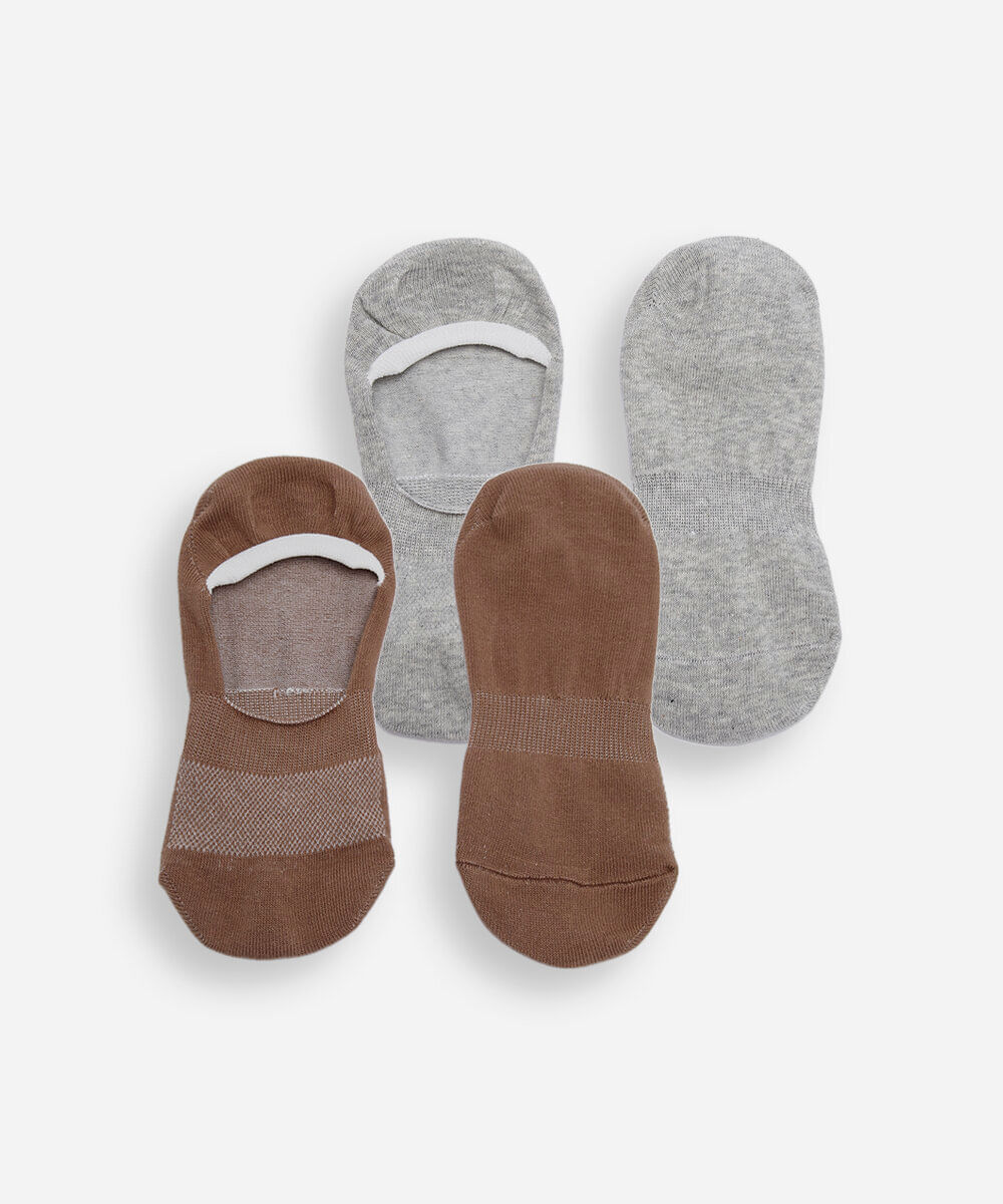 kit de 2 pares de meias femininas cano invisível colorido