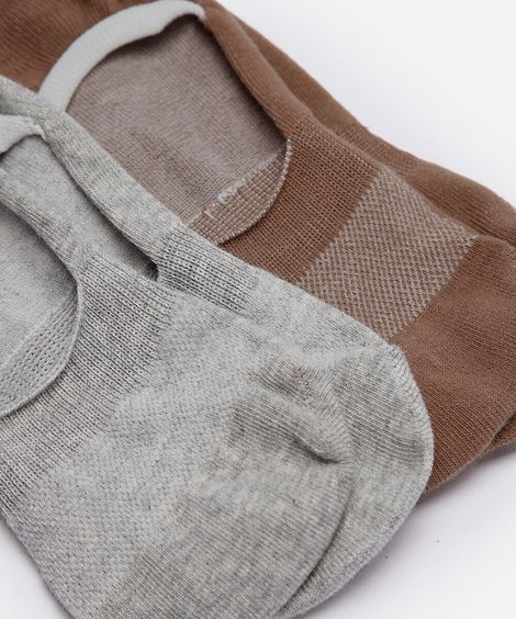 kit de 2 pares de meias femininas cano invisível colorido