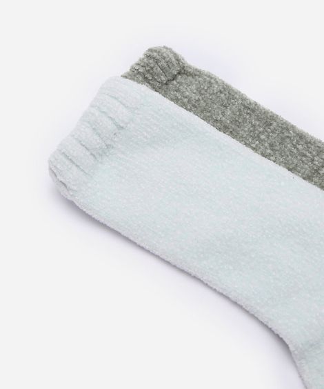 kit de 2 pares de meias femininas cano alto com antiderrapante colorido