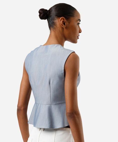 blusa peplum feminina decote v azul