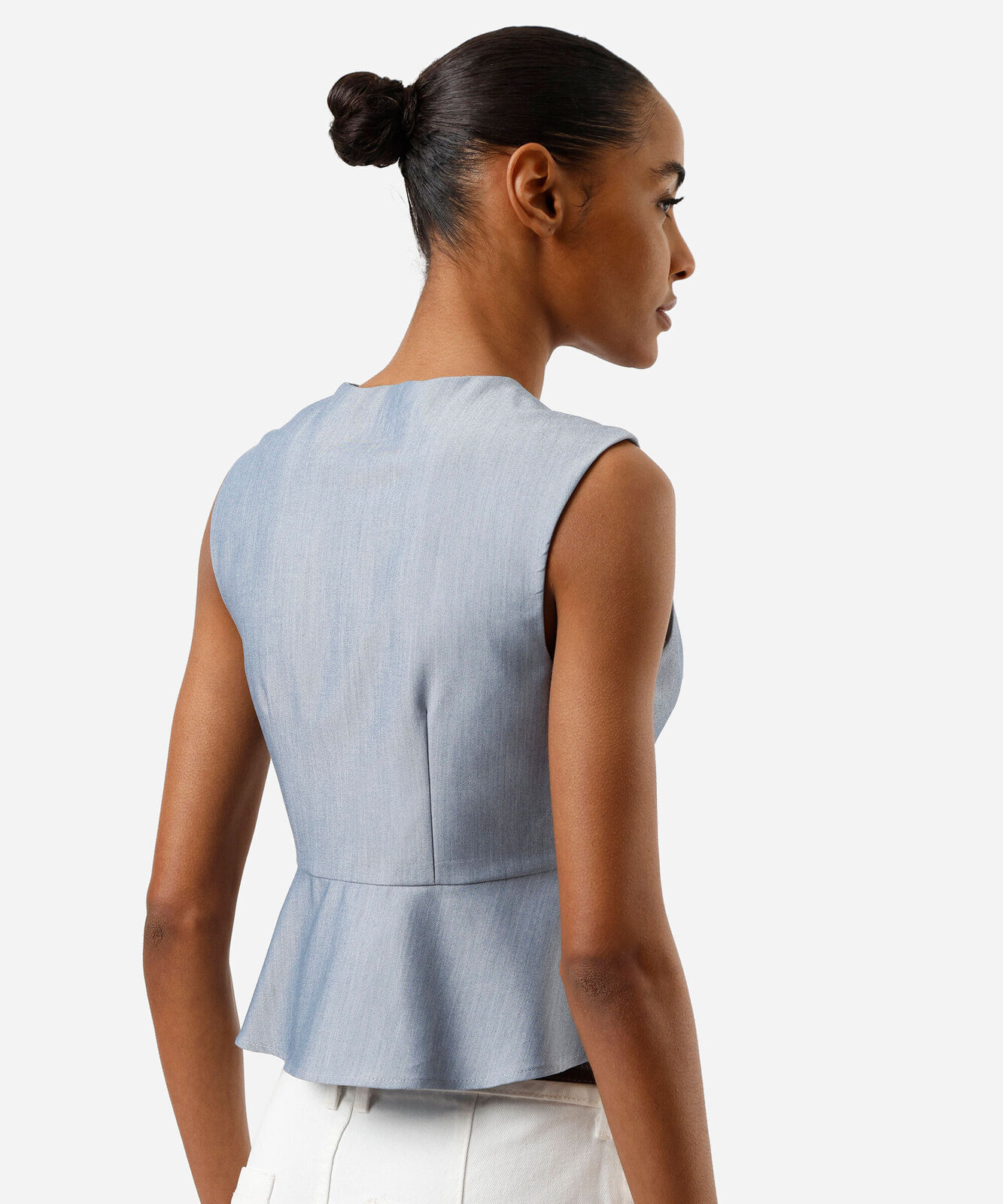 blusa peplum feminina decote v azul