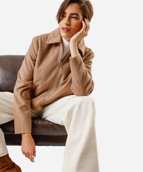 jaqueta feminina texturizada bege