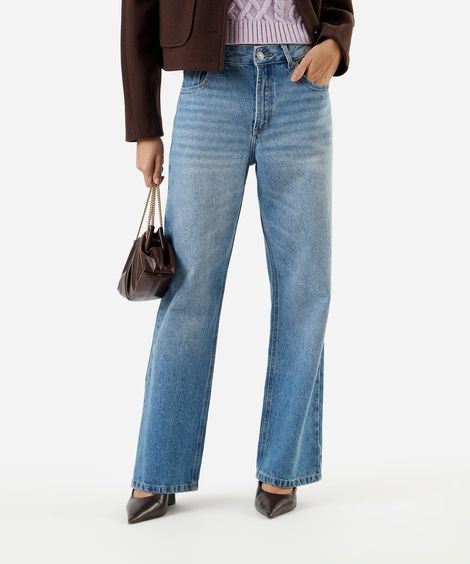 calça jeans feminina oversized cintura baixa azul