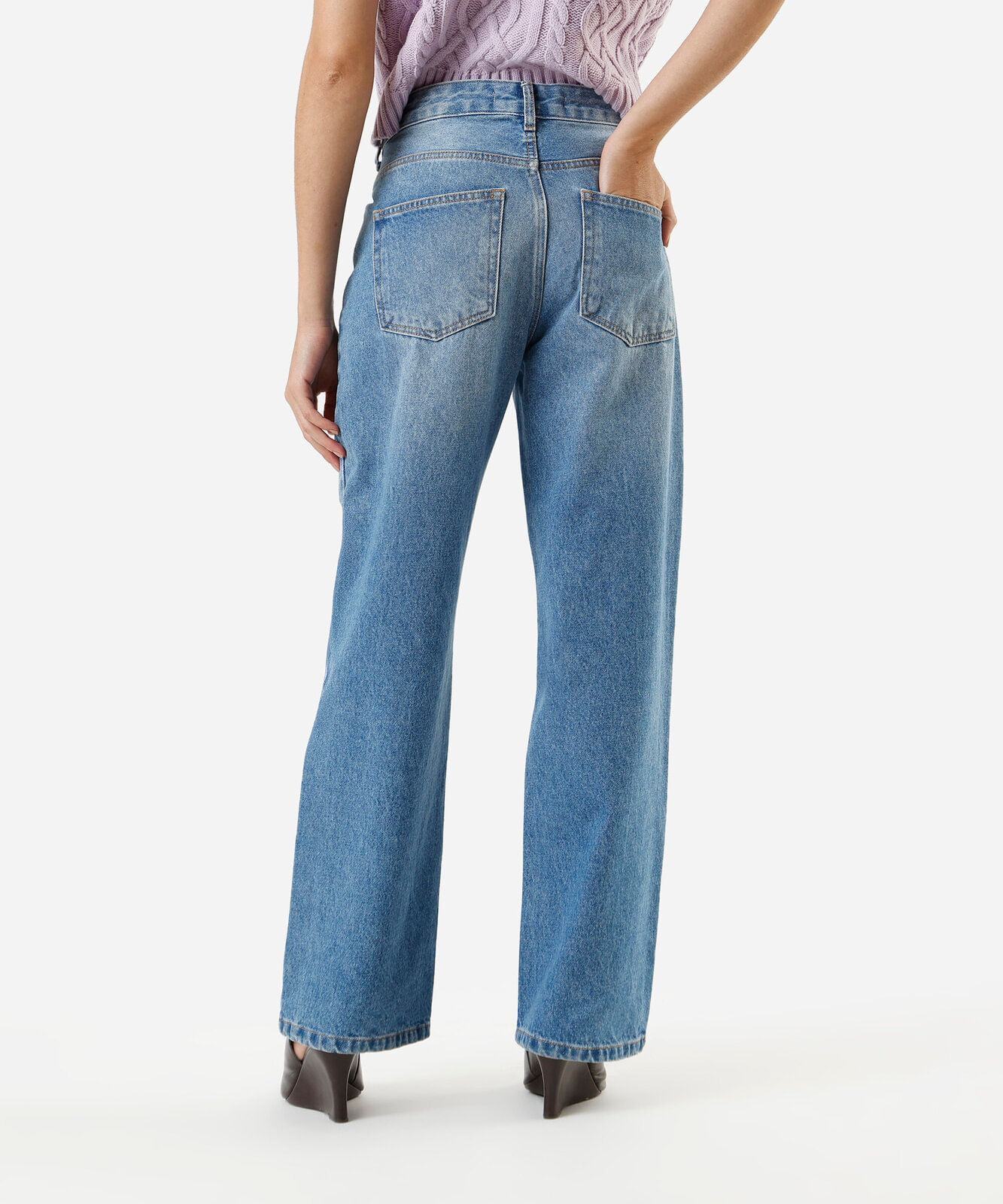 calça jeans feminina oversized cintura baixa azul