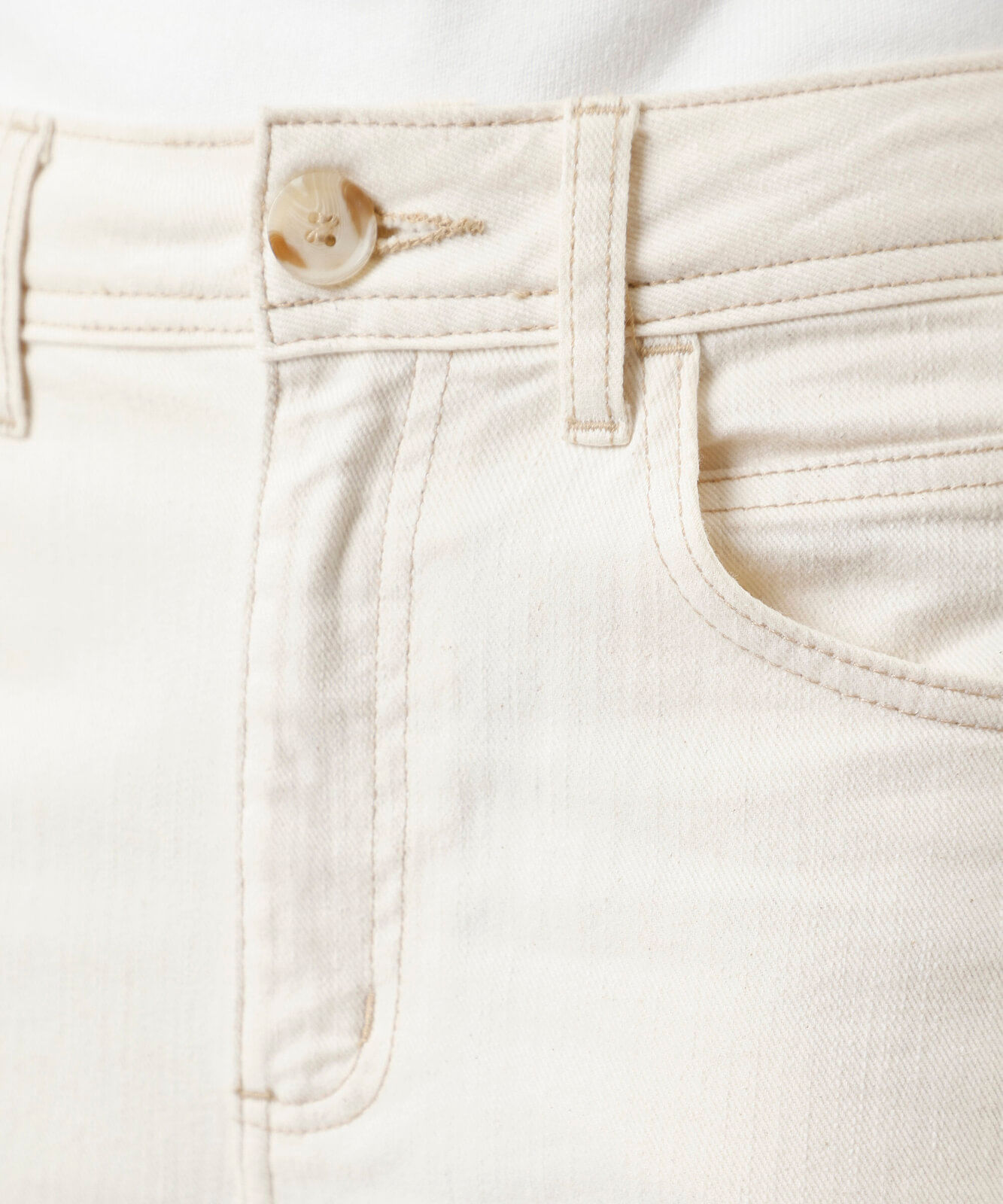 calça de sarja wide leg cropped cintura super alta bege