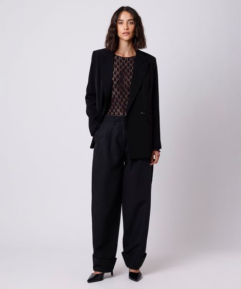 calça de alfaiataria feminina com pregas mindset preta