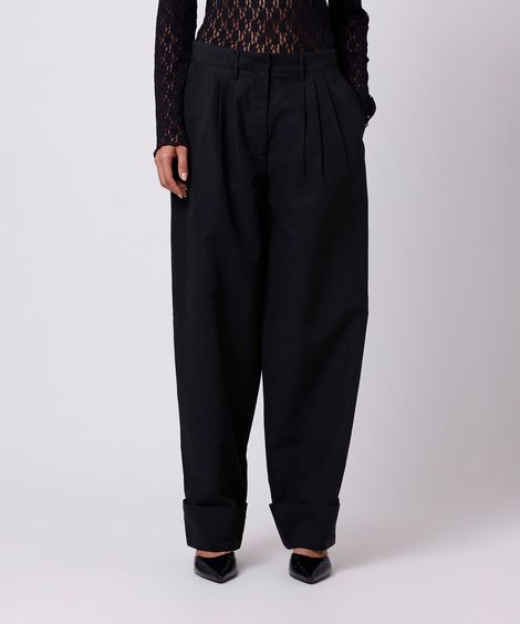 calça de alfaiataria feminina com pregas mindset preta