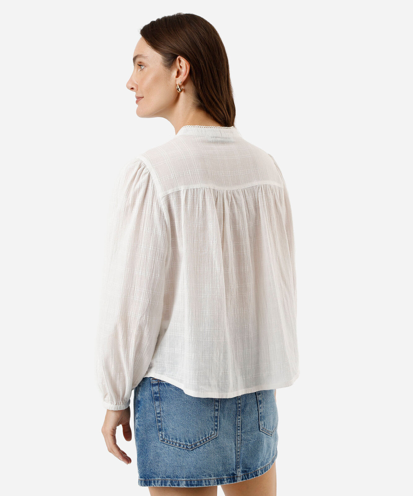 blusa feminina de viscose com renda off white