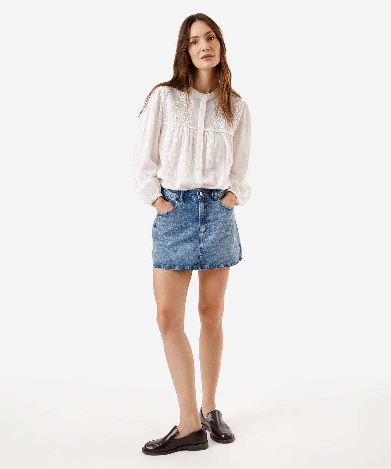 blusa feminina de viscose com renda off white