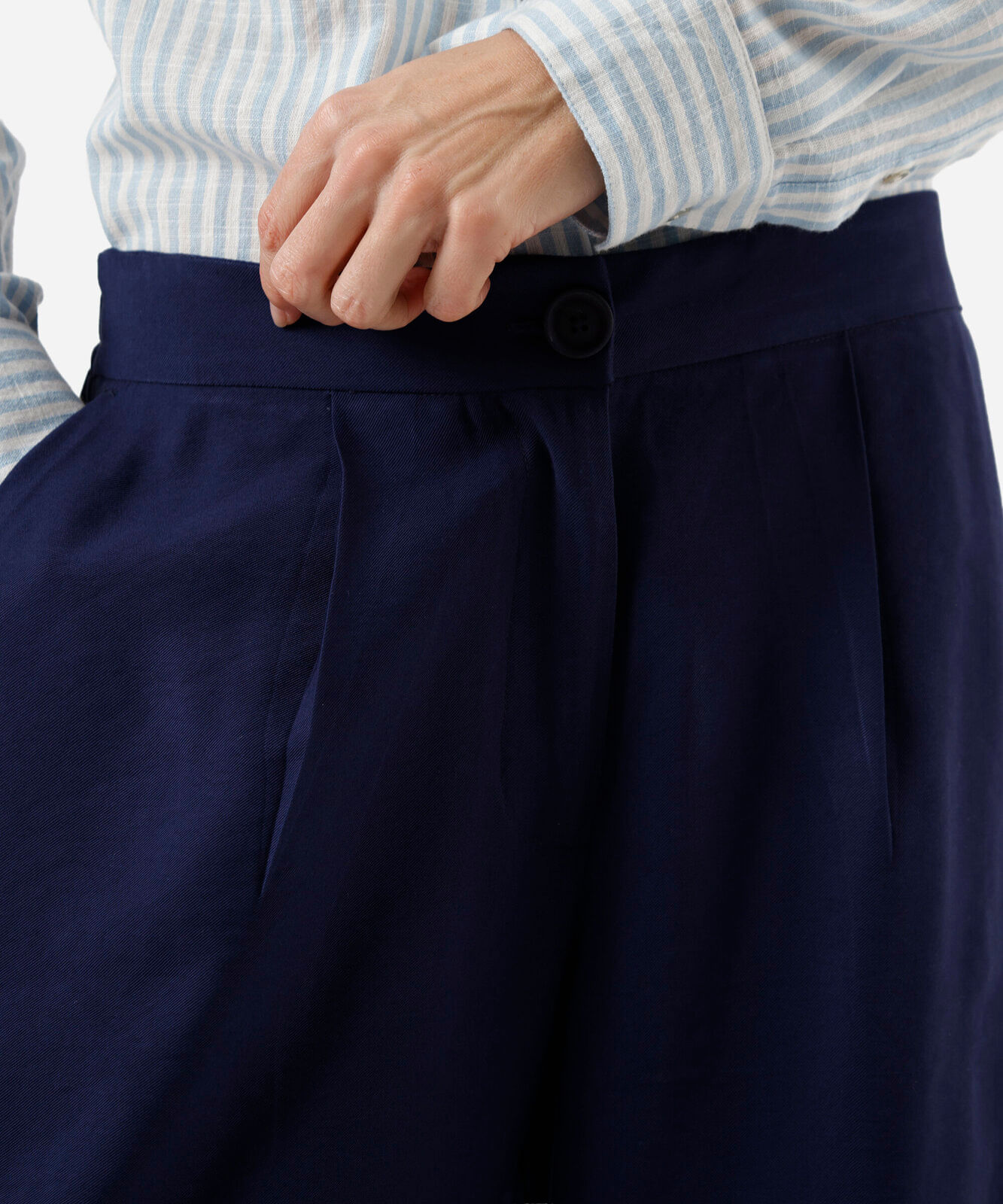 calça wide leg feminina de viscose texturizada azul