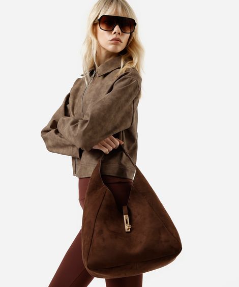 bolsa hobo texturizada marrom