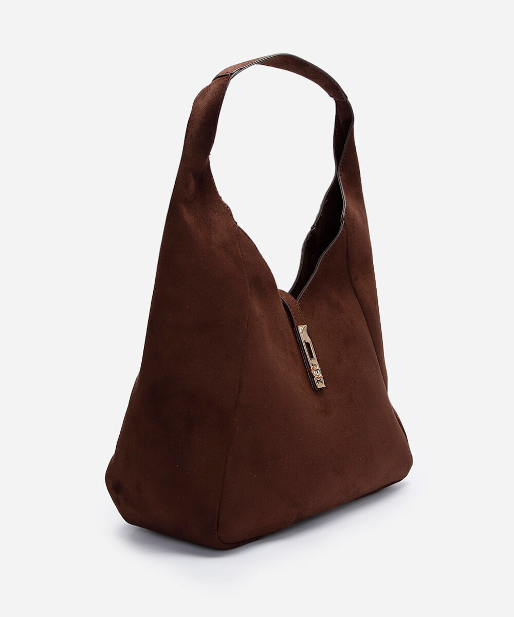 bolsa hobo texturizada marrom
