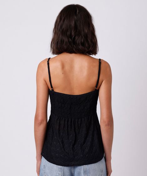 blusa peplum feminina de renda alça fina mindset preta