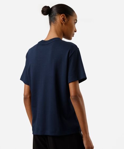 camiseta básica feminina de algodão peruano azul