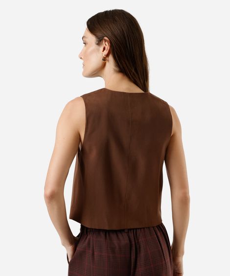 colete de alfaiataria feminino com viscose marrom