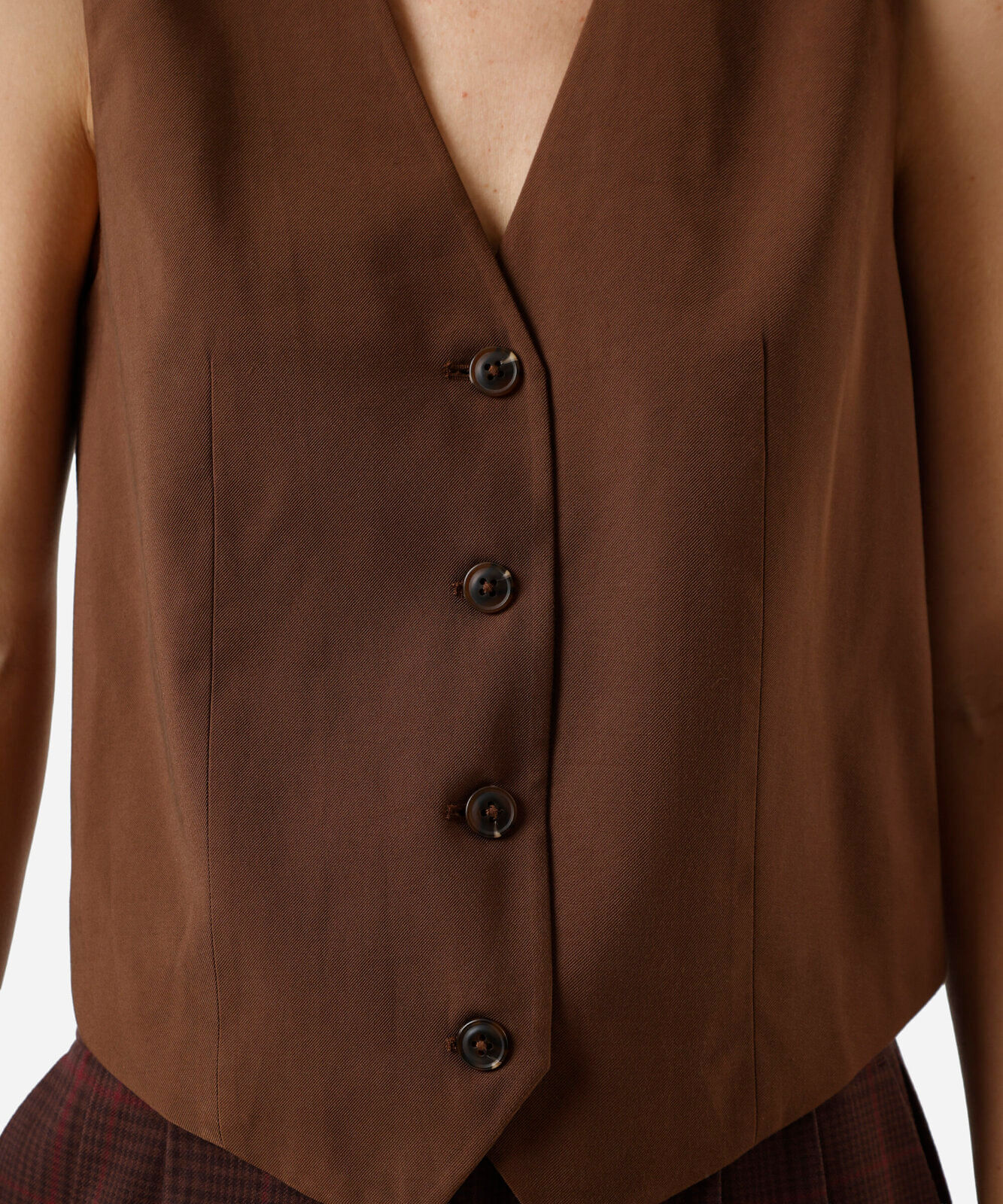 colete de alfaiataria feminino com viscose marrom