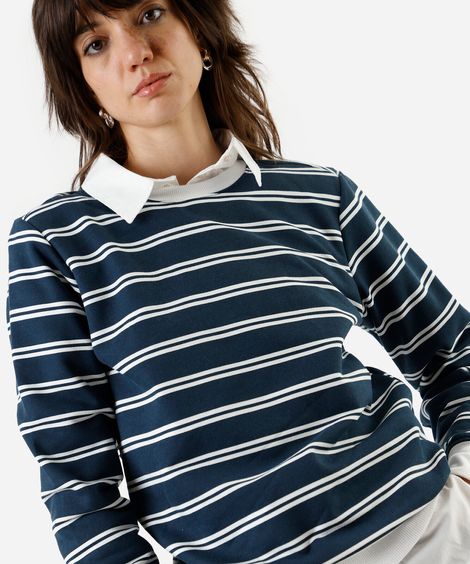 blusão feminino de moletom listrada off white