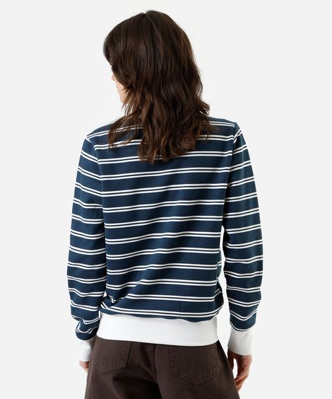 blusão feminino de moletom listrada off white