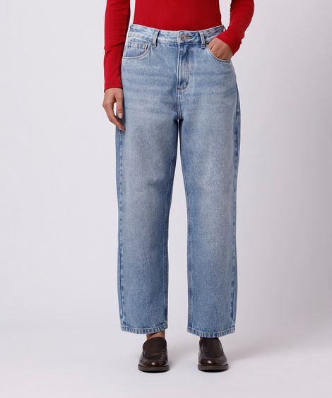 calça reta petit feminina jeans mindset azul