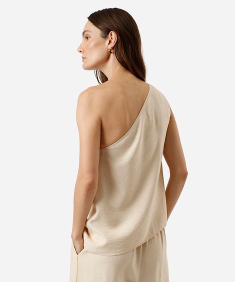 blusa ombro único feminina com viscose assimétrica amarela