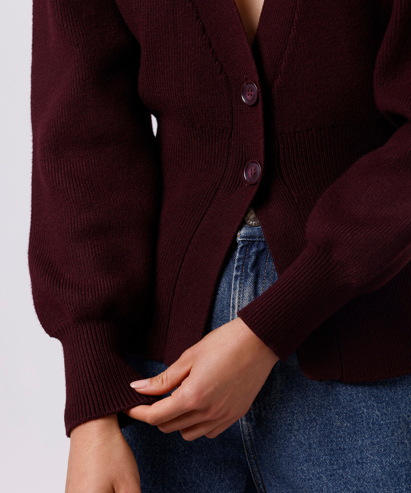cardigan acinturado feminino de tricot mindset vinho
