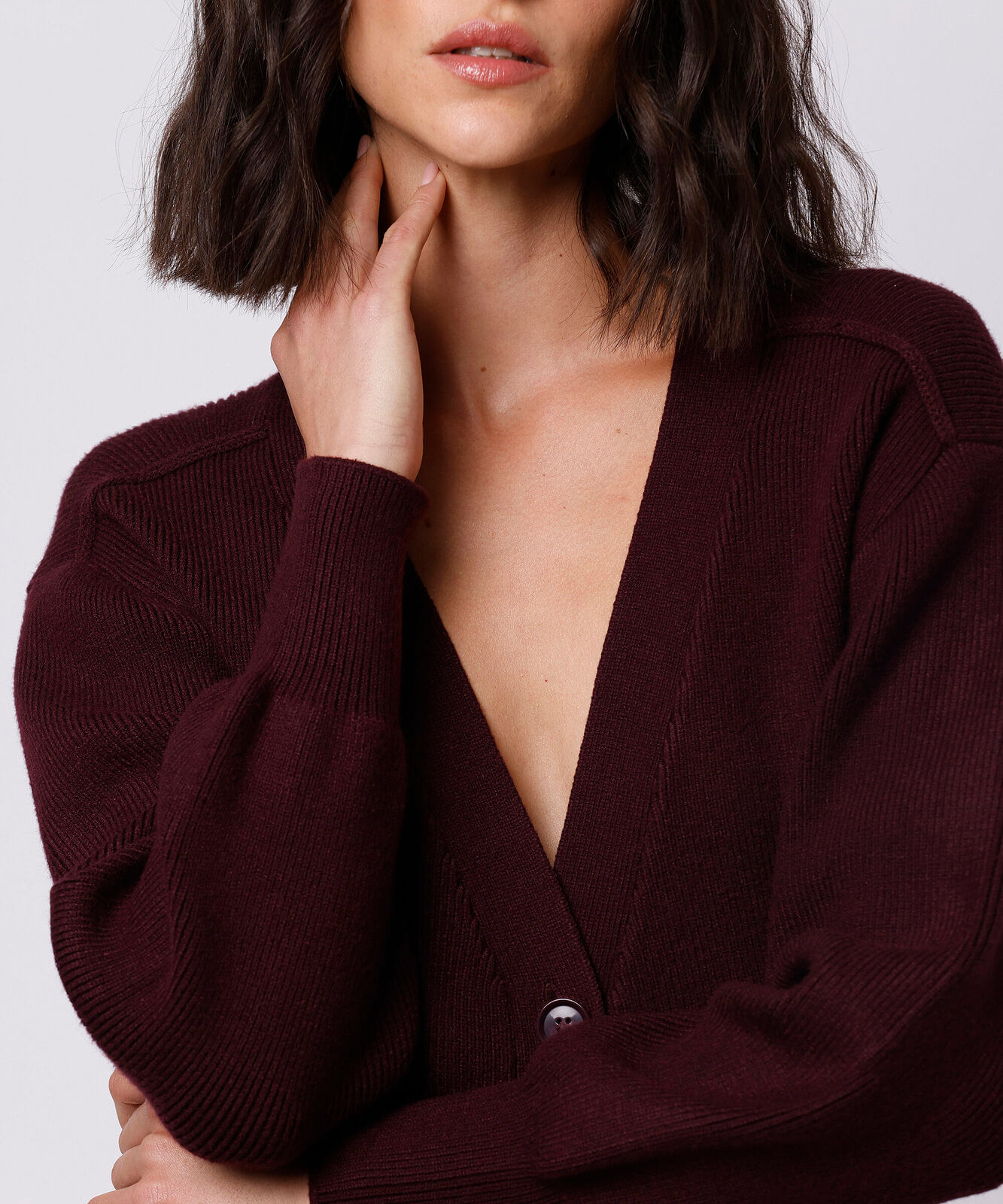 cardigan acinturado feminino de tricot mindset vinho