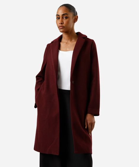 casaco longo feminino texturizado vinho