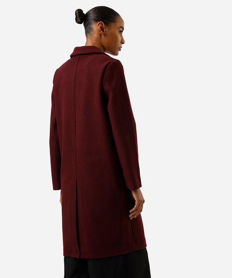 casaco longo feminino texturizado vinho
